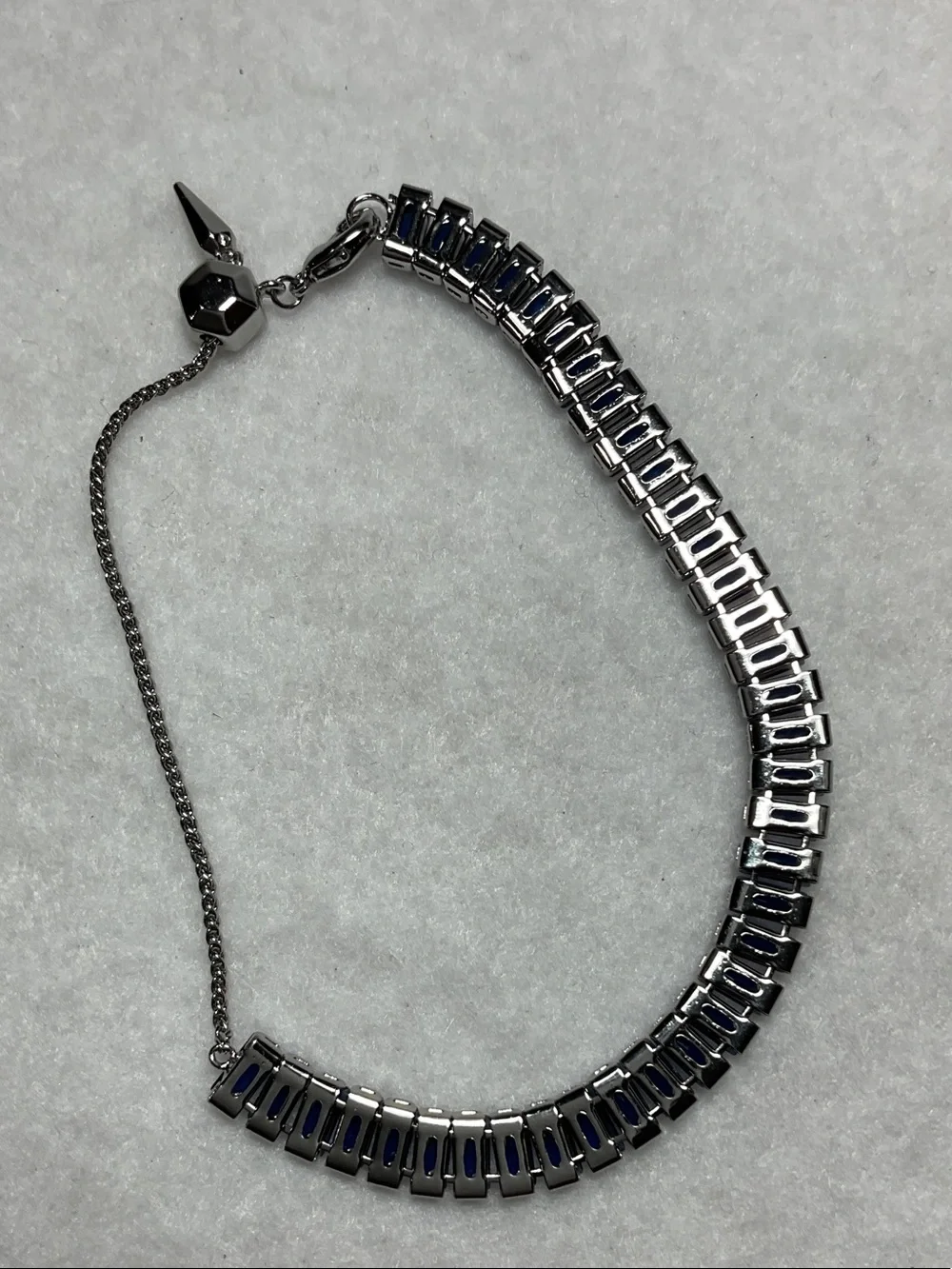 Origami Owl Silver Bracelet with Deep Blue Rectangular Stones